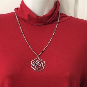 VALENTINE ROSE metal pendant w/ stainless steel chain. A rose for your rose!